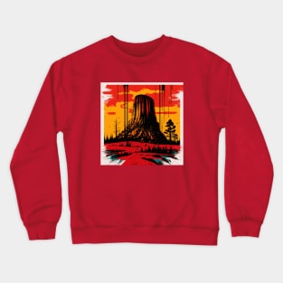 Devil's Tower Wyoming Pop Art Crewneck Sweatshirt